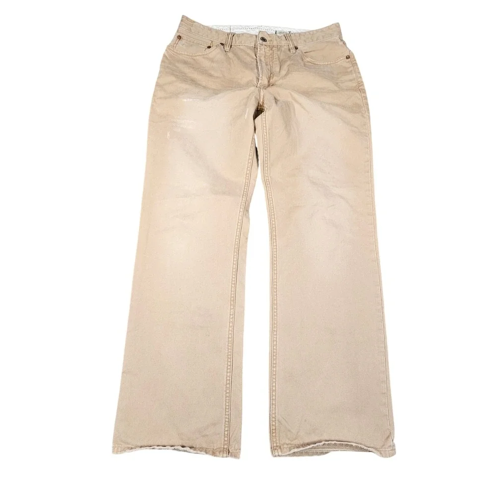 Polo Ralph Lauren Classic 867 Mens 34x29 Distressed Khaki Pants Cotton Twill Tan